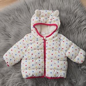 Baby Gap Bear Ears Polka Dot Puffer Jacket